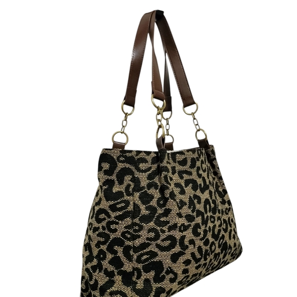 Baelaanan&Bag Leopard 🐆🐆Print Shoulder Bag with Brown Straps. - Picture 2 of 8